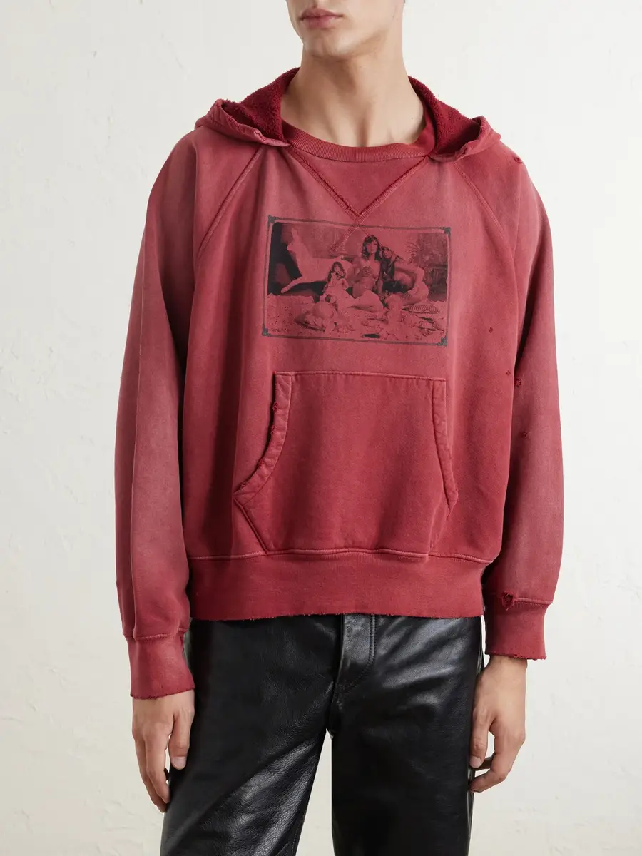 Enfants Riches Déprimés Oklahoma City Church Afterhood Distressed Printed Cotton-Jersey Hoodie - Men | Thumbnail 3