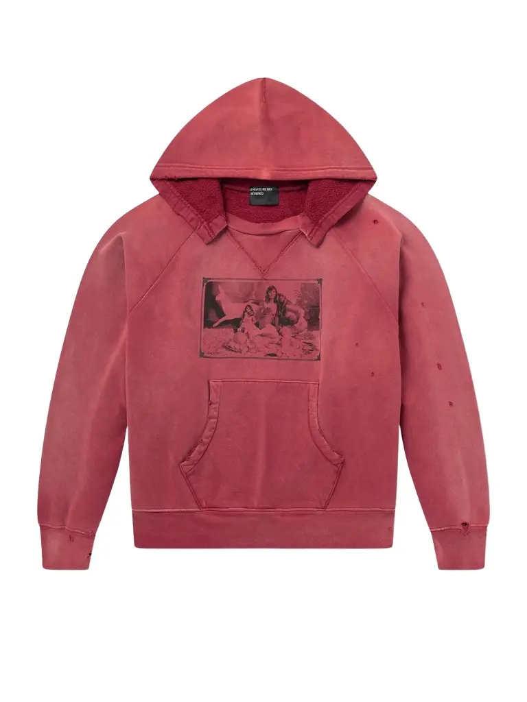 Enfants Riches Déprimés Oklahoma City Church Afterhood Distressed Printed Cotton-Jersey Hoodie - Men | Image 1 Enfants Riches Déprimés Oklahoma City Church Afterhood Distressed Printed Cotton-Jersey Hoodie - Men | Image 1
