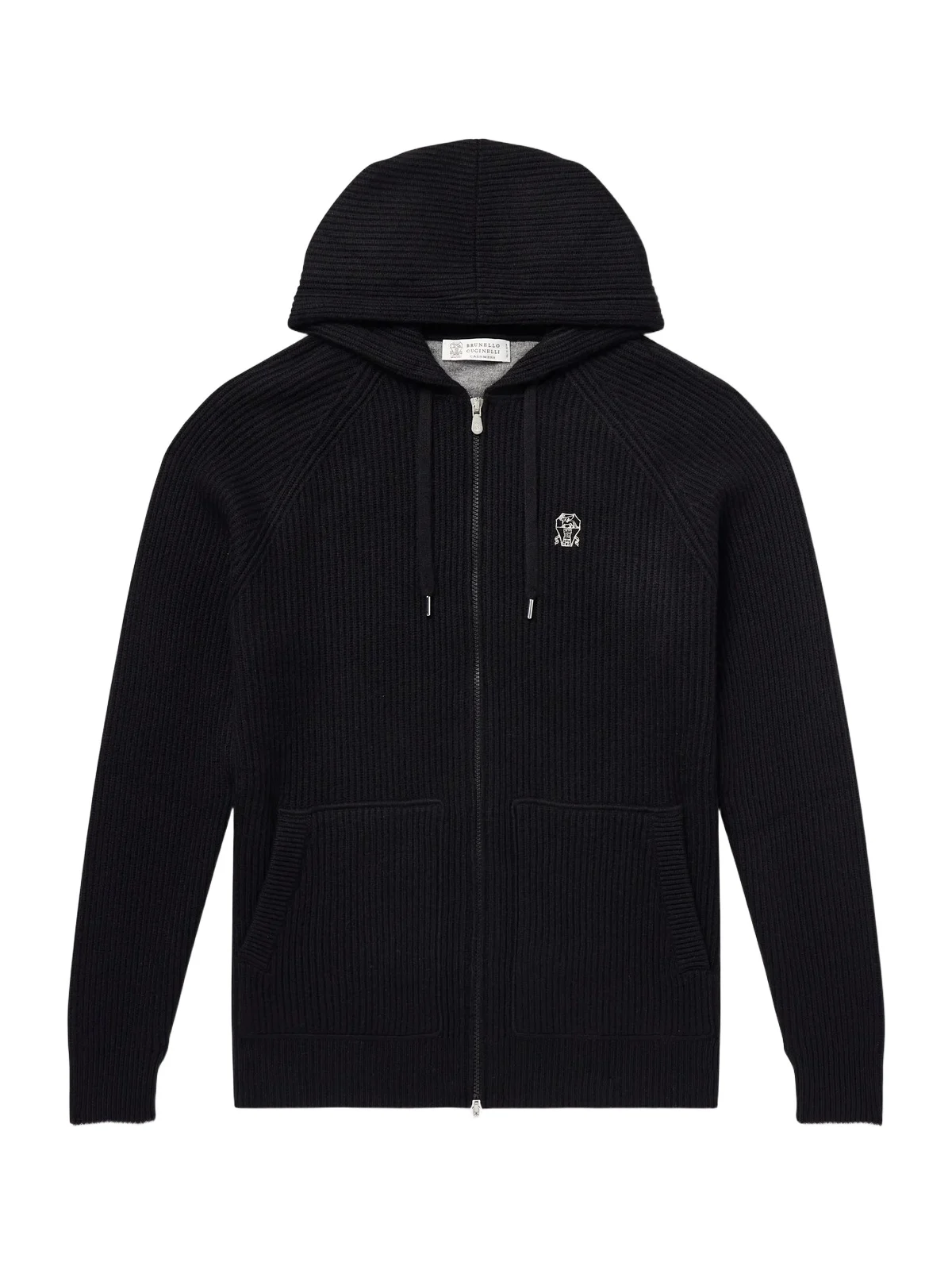 Logo-Embroidered Ribbed Cashmere Zip-Up Hoodie - Men Logo-Embroidered Ribbed Cashmere Zip-Up Hoodie - Men