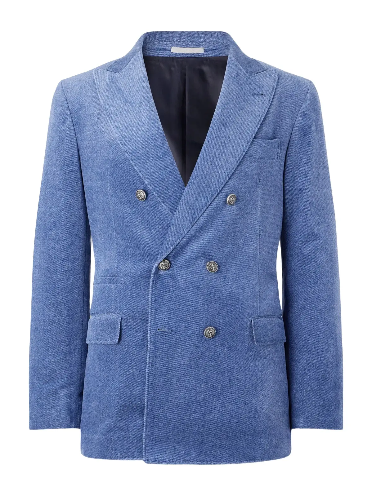 Double-Breasted Cotton-Velvet Suit Jacket - Men Double-Breasted Cotton-Velvet Suit Jacket - Men