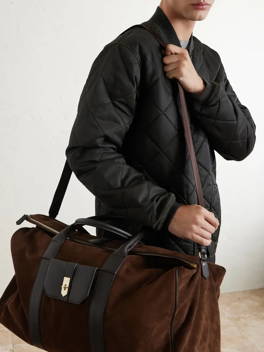 Canali Leather-Trimmed Suede tote - Men | Thumbnail 3