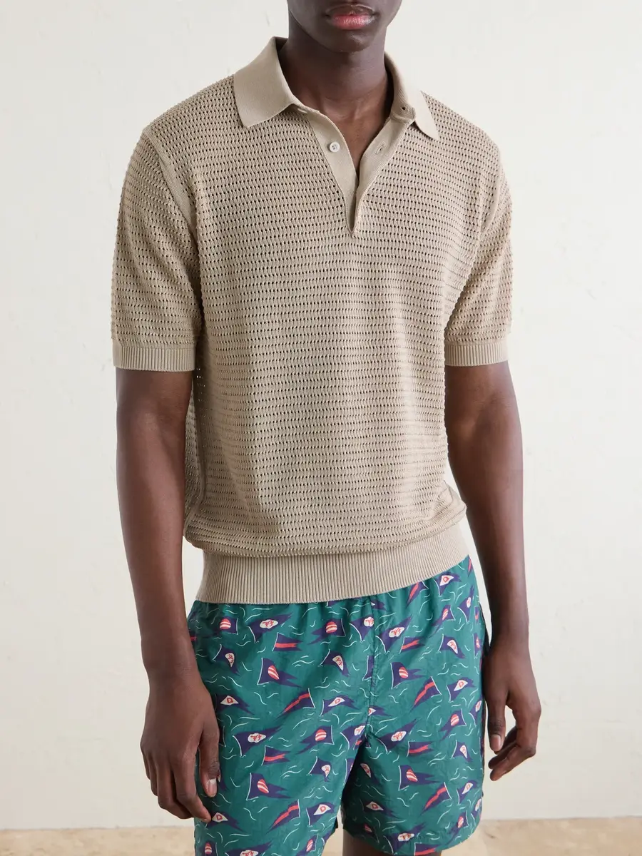 Drake's Mesh-Knit Cotton Polo Shirt - Men | Thumbnail 3