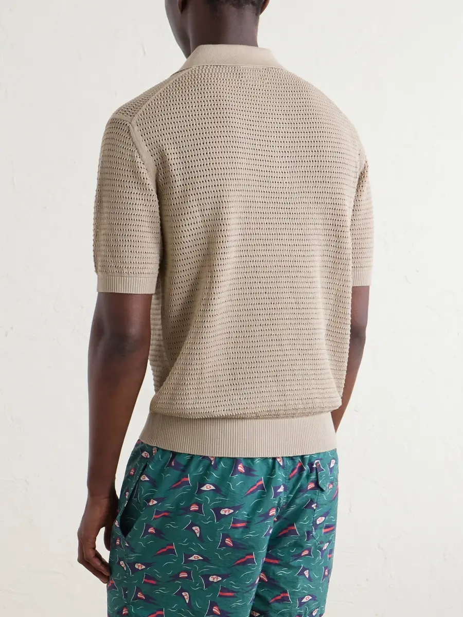 Drake's Mesh-Knit Cotton Polo Shirt - Men | Thumbnail 4