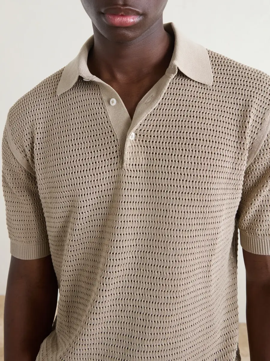 Drake's Mesh-Knit Cotton Polo Shirt - Men | Thumbnail 5