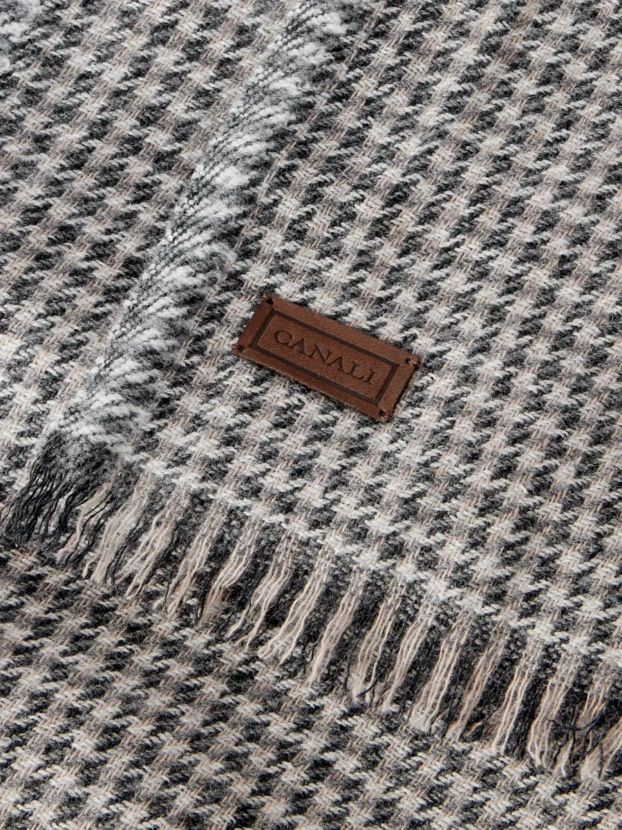 Canali Frayed Houndstooth Wool and Cashmere-Blend Scarf - Men | Thumbnail 4 Canali Frayed Houndstooth Wool and Cashmere-Blend Scarf - Men | Thumbnail 4