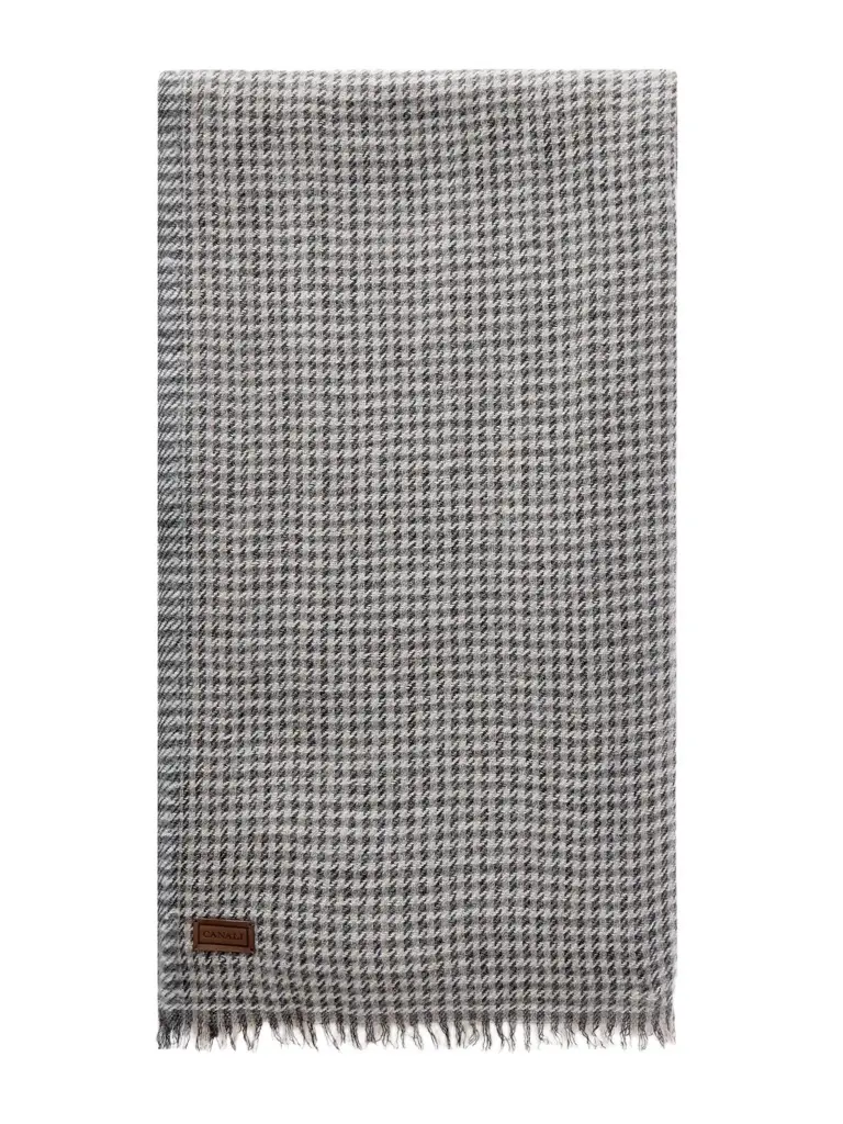 Canali Frayed Houndstooth Wool and Cashmere-Blend Scarf - Men | Image 1 Canali Frayed Houndstooth Wool and Cashmere-Blend Scarf - Men | Image 1