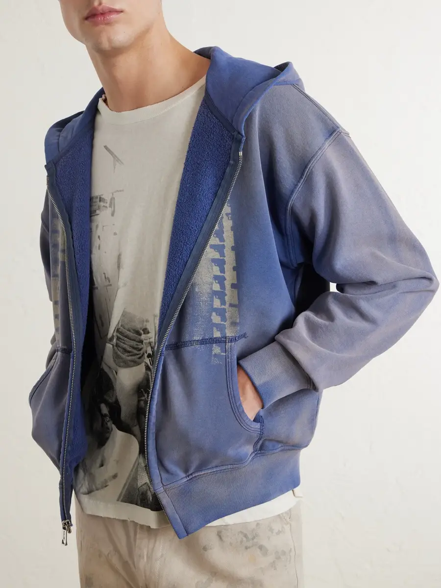 Enfants Riches Déprimés Daughter's Distressed Printed Cotton-Jersey Zip-Up Hoodie - Men | Thumbnail 5