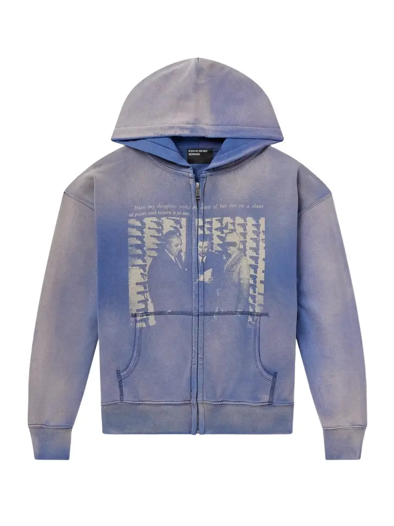 Enfants Riches Déprimés Daughter's Distressed Printed Cotton-Jersey Zip-Up Hoodie - Men | Image 1 Enfants Riches Déprimés Daughter's Distressed Printed Cotton-Jersey Zip-Up Hoodie - Men | Image 1