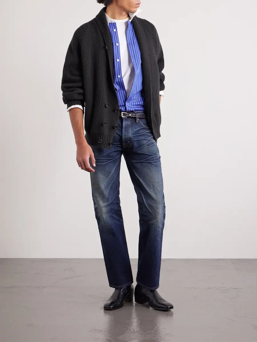 Tom Ford Double-Breasted Ribbed Cashmere and Wool-Blend Cardigan - Men | Thumbnail 2 Tom Ford Double-Breasted Ribbed Cashmere and Wool-Blend Cardigan - Men | Thumbnail 2