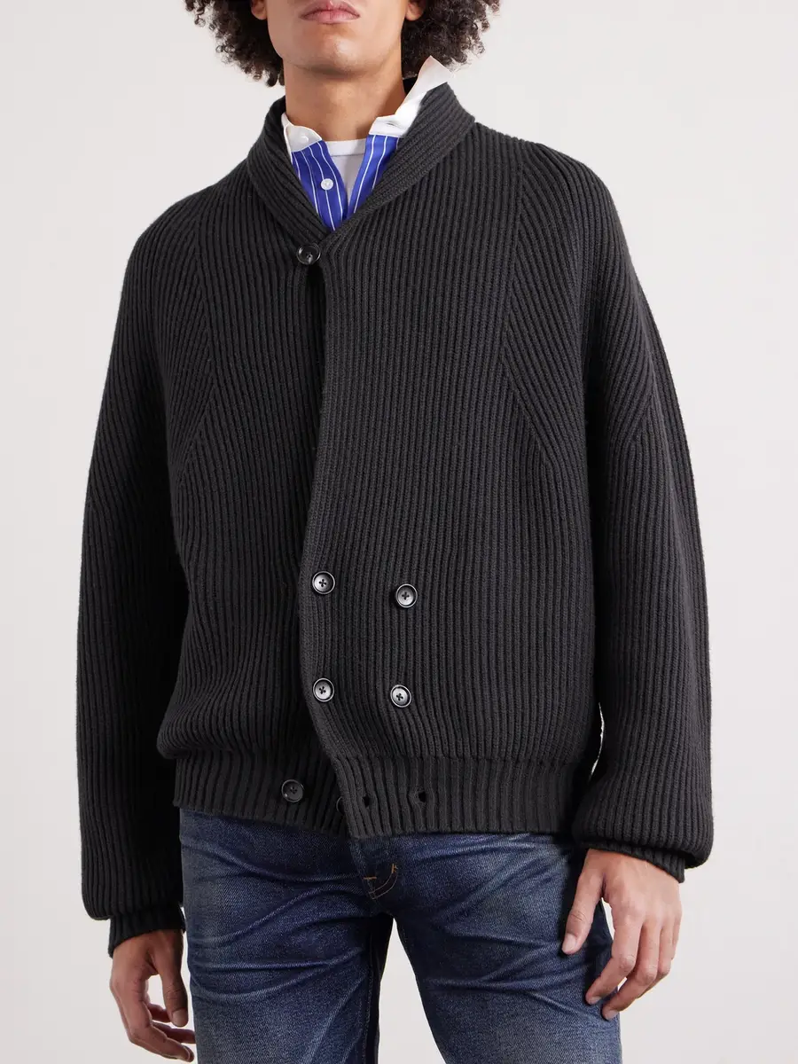 Tom Ford Double-Breasted Ribbed Cashmere and Wool-Blend Cardigan - Men | Thumbnail 3 Tom Ford Double-Breasted Ribbed Cashmere and Wool-Blend Cardigan - Men | Thumbnail 3