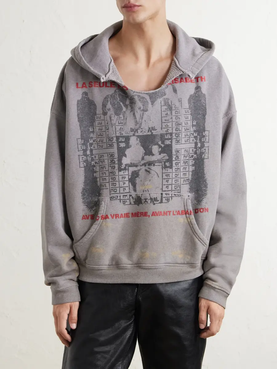 Enfants Riches Déprimés Photo D’Elisabeth Distressed Printed Cotton-Jersey Hoodie - Men | Thumbnail 3 Enfants Riches Déprimés Photo D’Elisabeth Distressed Printed Cotton-Jersey Hoodie - Men | Thumbnail 3