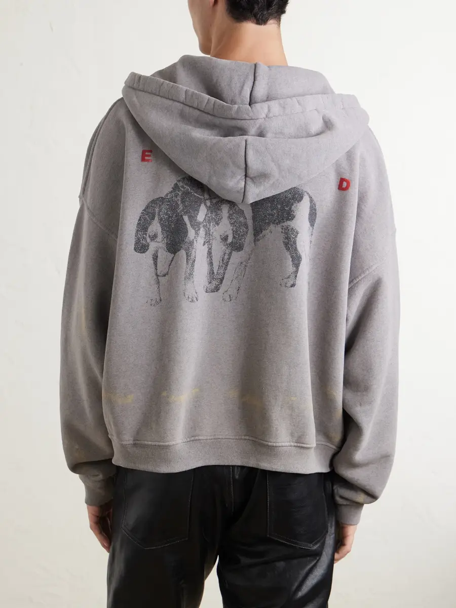 Enfants Riches Déprimés Photo D’Elisabeth Distressed Printed Cotton-Jersey Hoodie - Men | Thumbnail 4 Enfants Riches Déprimés Photo D’Elisabeth Distressed Printed Cotton-Jersey Hoodie - Men | Thumbnail 4