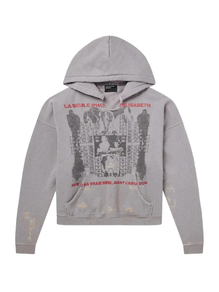 Enfants Riches Déprimés Photo D’Elisabeth Distressed Printed Cotton-Jersey Hoodie - Men | Image 1 Enfants Riches Déprimés Photo D’Elisabeth Distressed Printed Cotton-Jersey Hoodie - Men | Image 1