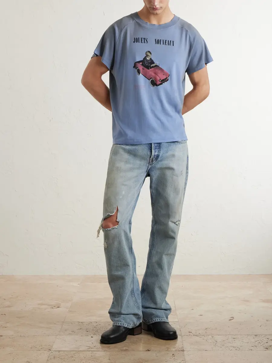 Enfants Riches Déprimés Jouets Nouveaux Distressed Printed Cotton-Jersey T-Shirt - Men | Thumbnail 2 Enfants Riches Déprimés Jouets Nouveaux Distressed Printed Cotton-Jersey T-Shirt - Men | Thumbnail 2