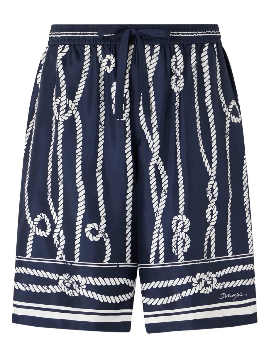 Marina Straight-Leg Printed Silk-Twill Drawstring Shorts - Men