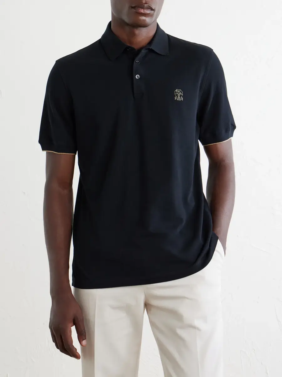 Brunello Cucinelli Logo-Print Cotton-Piqué Polo Shirt - Men | Thumbnail 3