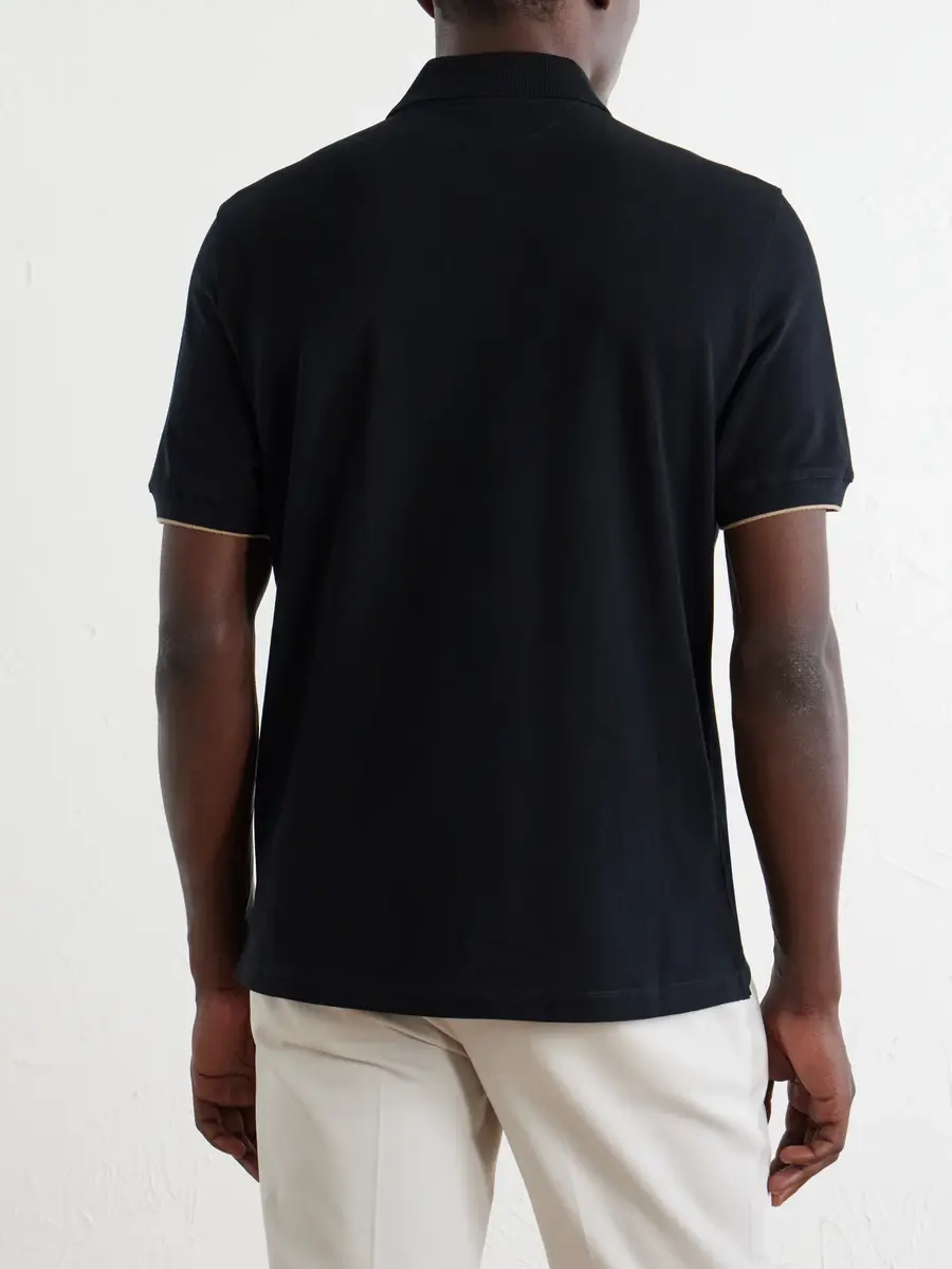 Brunello Cucinelli Logo-Print Cotton-Piqué Polo Shirt - Men | Thumbnail 4