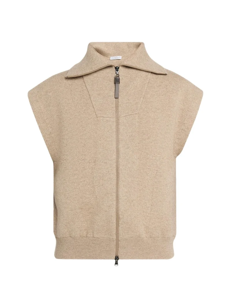 Sleeveless Cashmere Zip Cardigan Sleeveless Cashmere Zip Cardigan