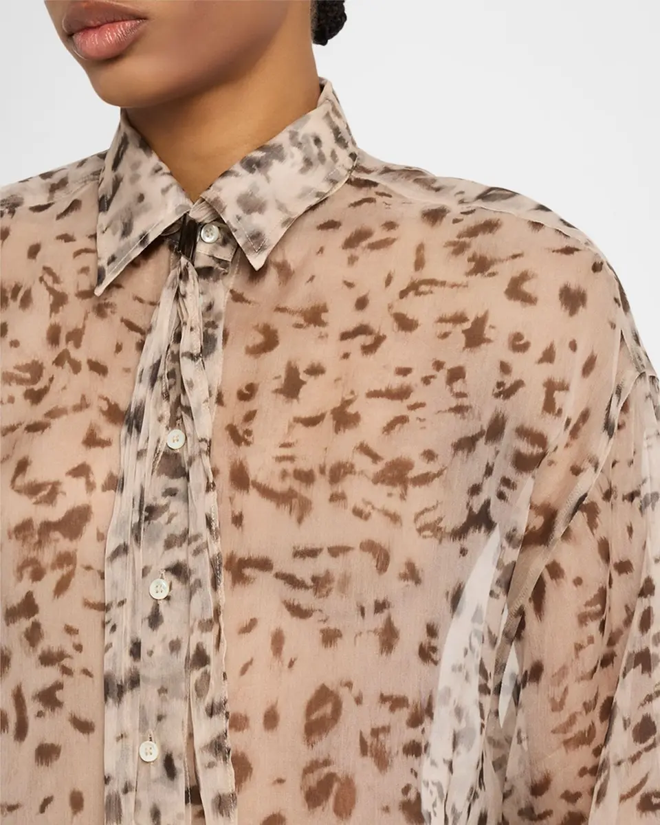 Brunello Cucinelli Printed Silk Chiffon Shirt | Thumbnail 5 Brunello Cucinelli Printed Silk Chiffon Shirt | Thumbnail 5