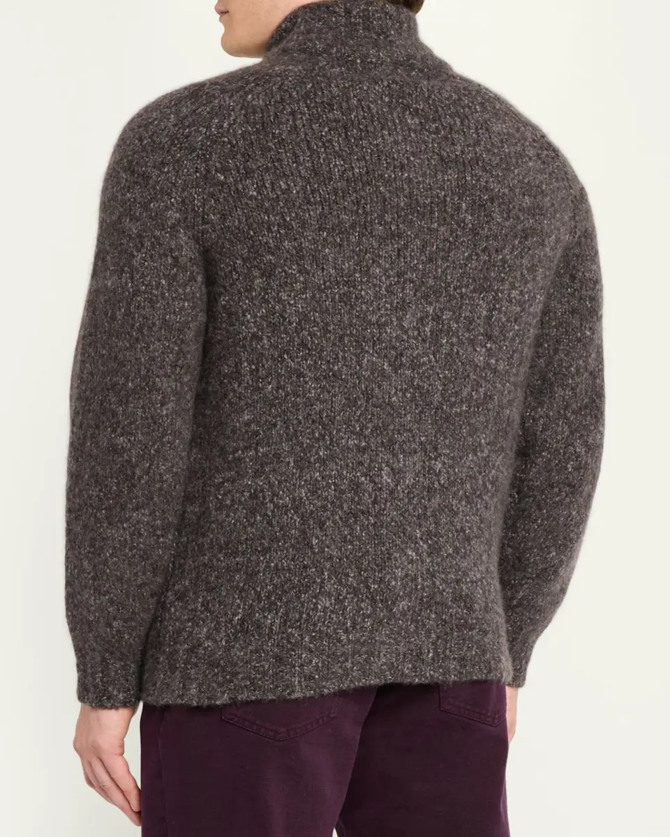 Brunello Cucinelli Men's Cashmere and Silk Melange Full-Zip Cardigan | Thumbnail 3