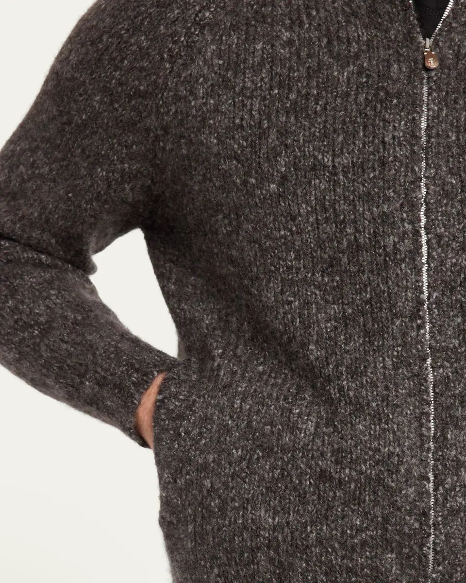 Brunello Cucinelli Men's Cashmere and Silk Melange Full-Zip Cardigan | Thumbnail 5