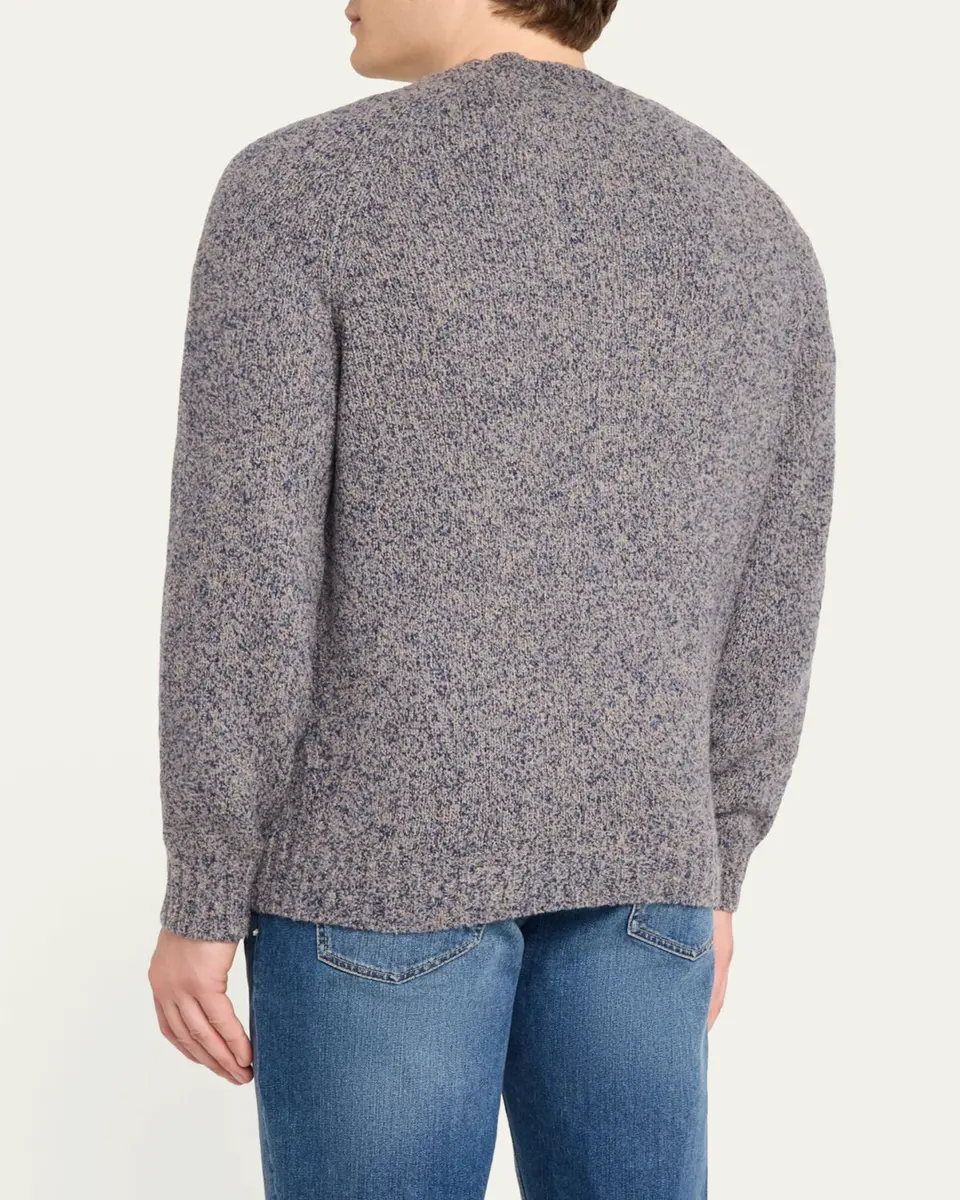 Brunello Cucinelli Men's Wool, Silk and Cashmere Donegal Crewneck Sweater | Thumbnail 3