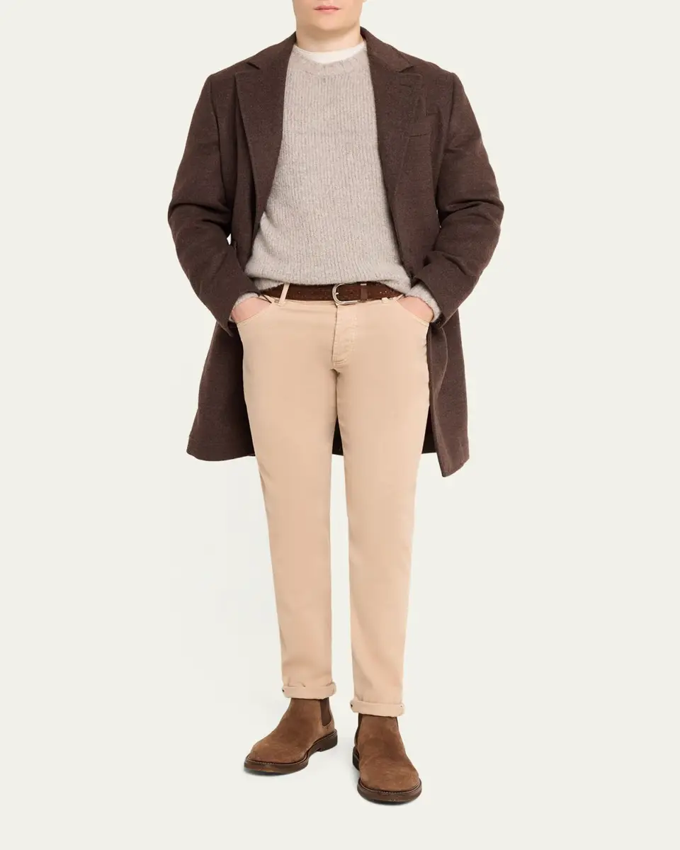 Brunello Cucinelli Men's Cashmere and Silk Rib-Knit Crewneck Sweater | Thumbnail 2