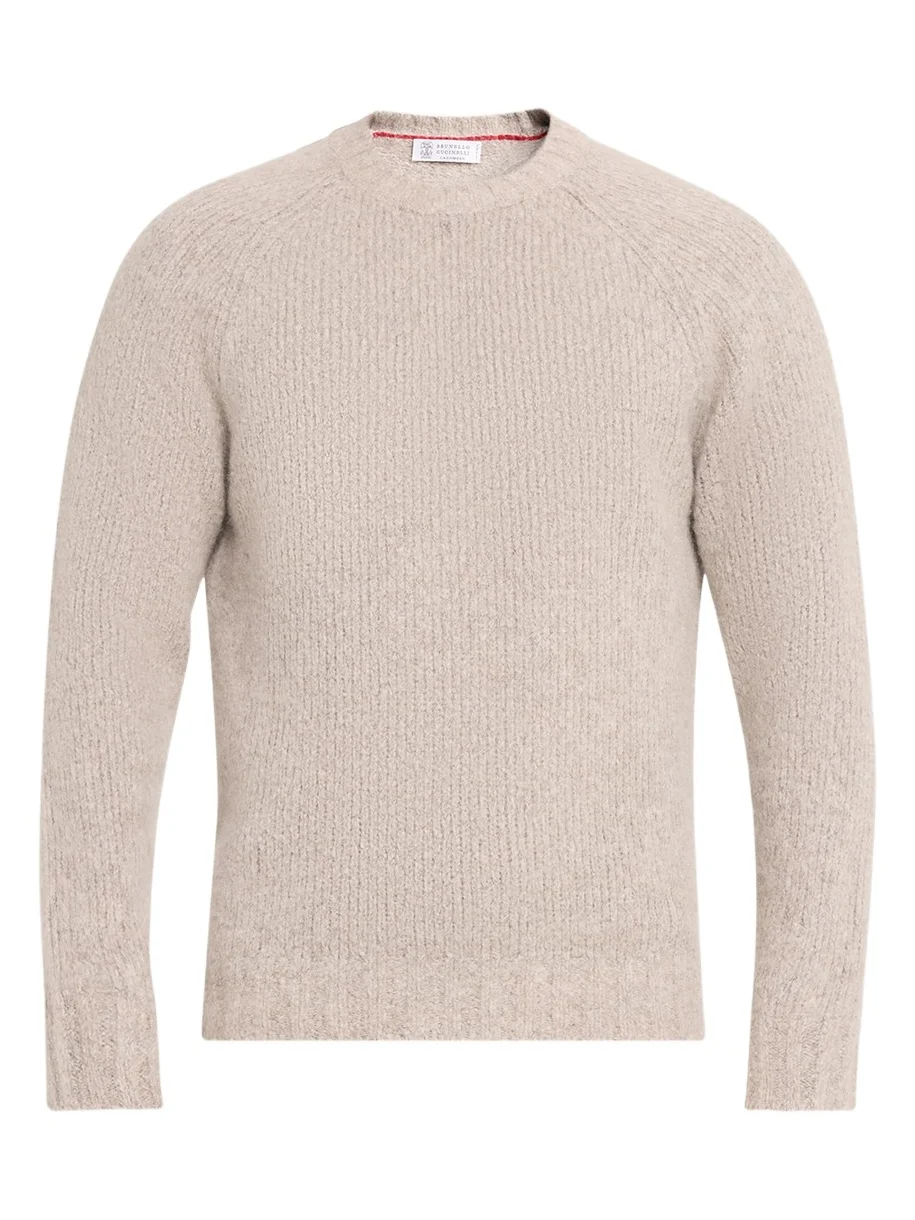 Men's Cashmere and Silk Rib-Knit Crewneck Sweater
