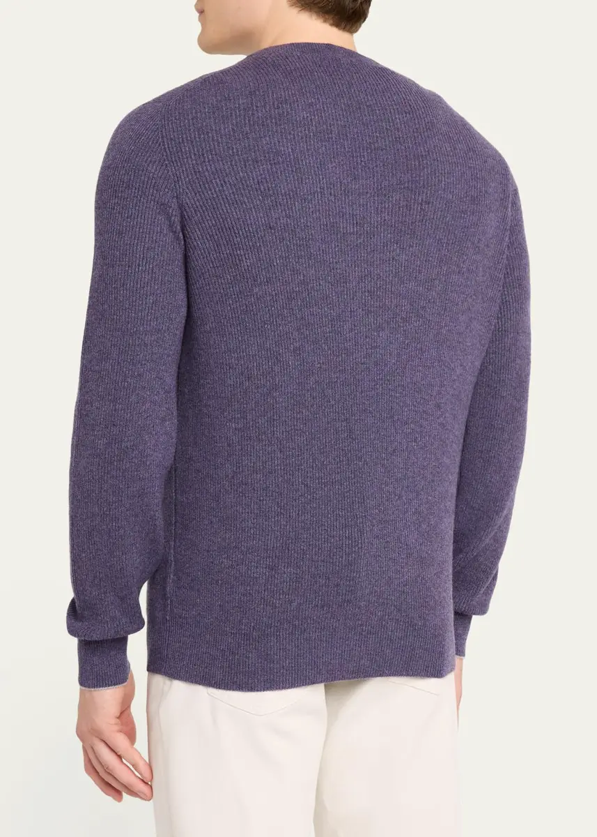 Brunello Cucinelli Men's Crewneck English Rib Cashmere Sweater | Thumbnail 13 Brunello Cucinelli Men's Crewneck English Rib Cashmere Sweater | Thumbnail 13