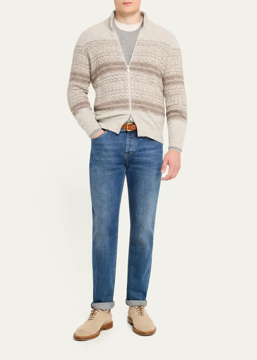 Brunello Cucinelli Men's Crewneck English Rib Cashmere Sweater | Thumbnail 17 Brunello Cucinelli Men's Crewneck English Rib Cashmere Sweater | Thumbnail 17