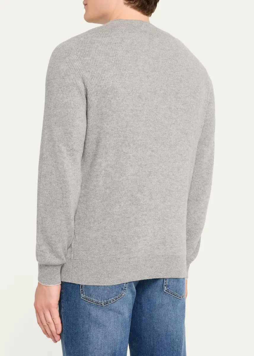 Brunello Cucinelli Men's Crewneck English Rib Cashmere Sweater | Thumbnail 18 Brunello Cucinelli Men's Crewneck English Rib Cashmere Sweater | Thumbnail 18