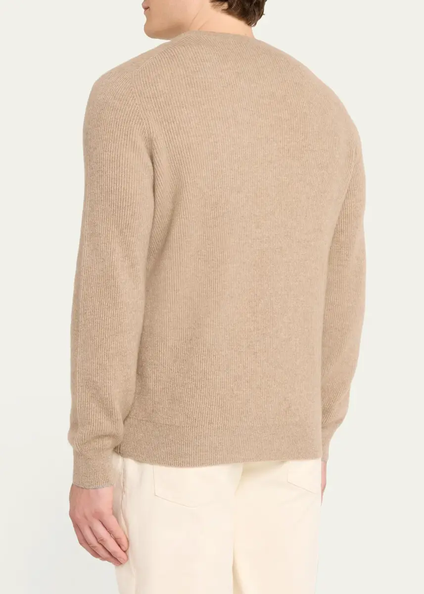 Brunello Cucinelli Men's Crewneck English Rib Cashmere Sweater | Thumbnail 8 Brunello Cucinelli Men's Crewneck English Rib Cashmere Sweater | Thumbnail 8