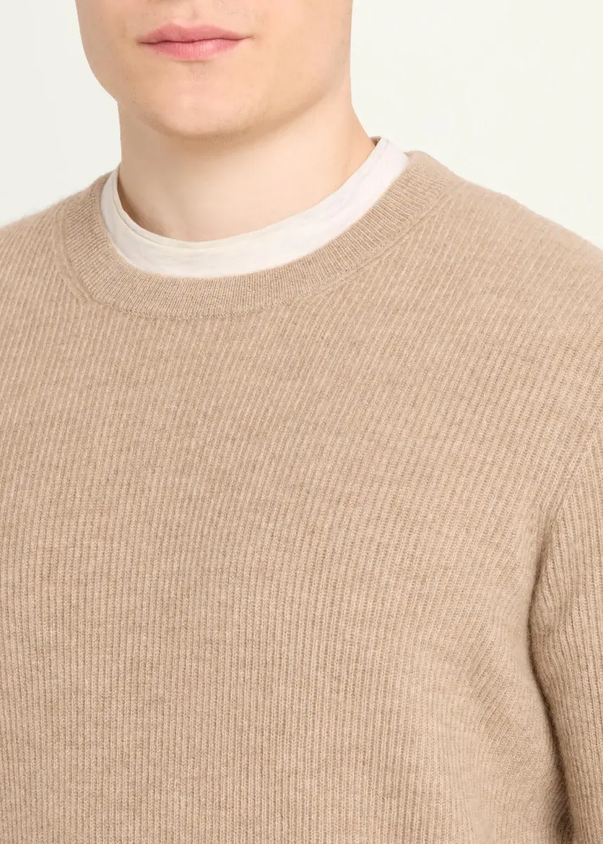 Brunello Cucinelli Men's Crewneck English Rib Cashmere Sweater | Thumbnail 10 Brunello Cucinelli Men's Crewneck English Rib Cashmere Sweater | Thumbnail 10