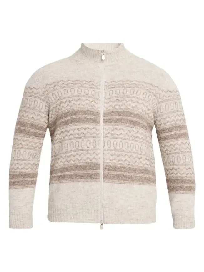 Men's Geometric Stripe Full-Zip Cardigan