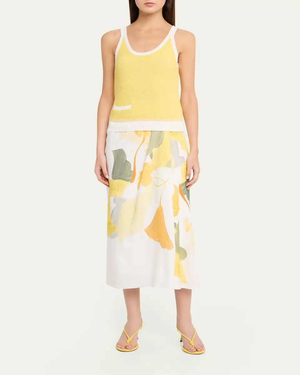 Vince Painted Satin-Viscose Midi Skirt | Thumbnail 2 Vince Painted Satin-Viscose Midi Skirt | Thumbnail 2