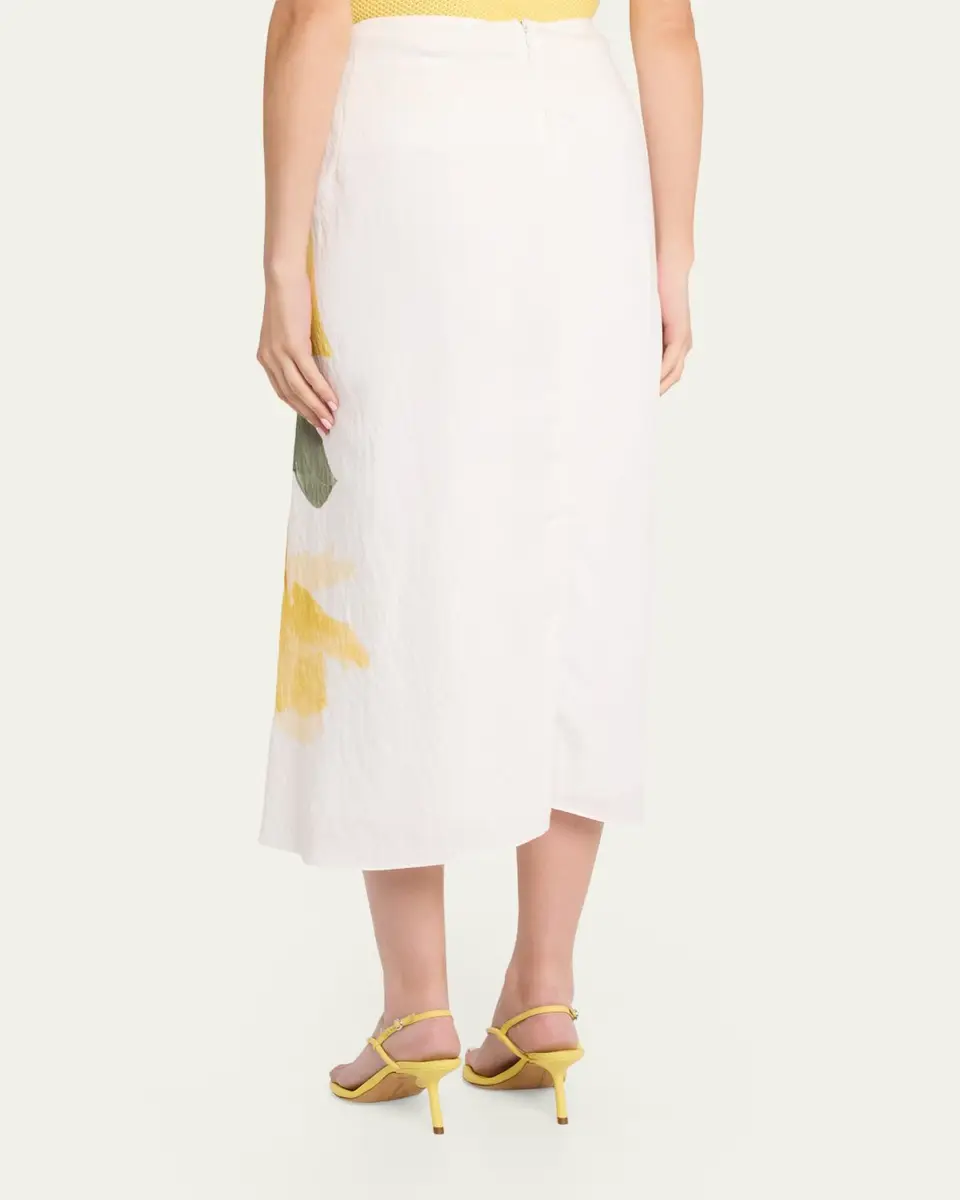 Vince Painted Satin-Viscose Midi Skirt | Thumbnail 3 Vince Painted Satin-Viscose Midi Skirt | Thumbnail 3