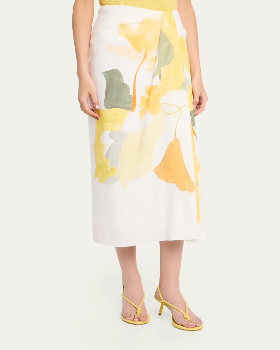 Vince Painted Satin-Viscose Midi Skirt | Thumbnail 4 Vince Painted Satin-Viscose Midi Skirt | Thumbnail 4