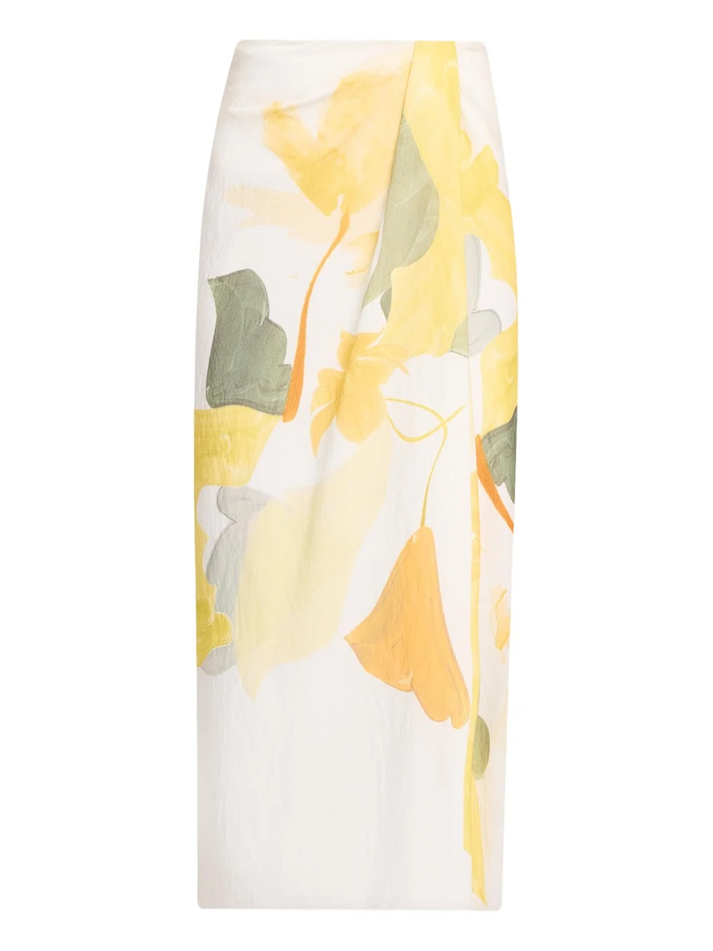 Vince Painted Satin-Viscose Midi Skirt