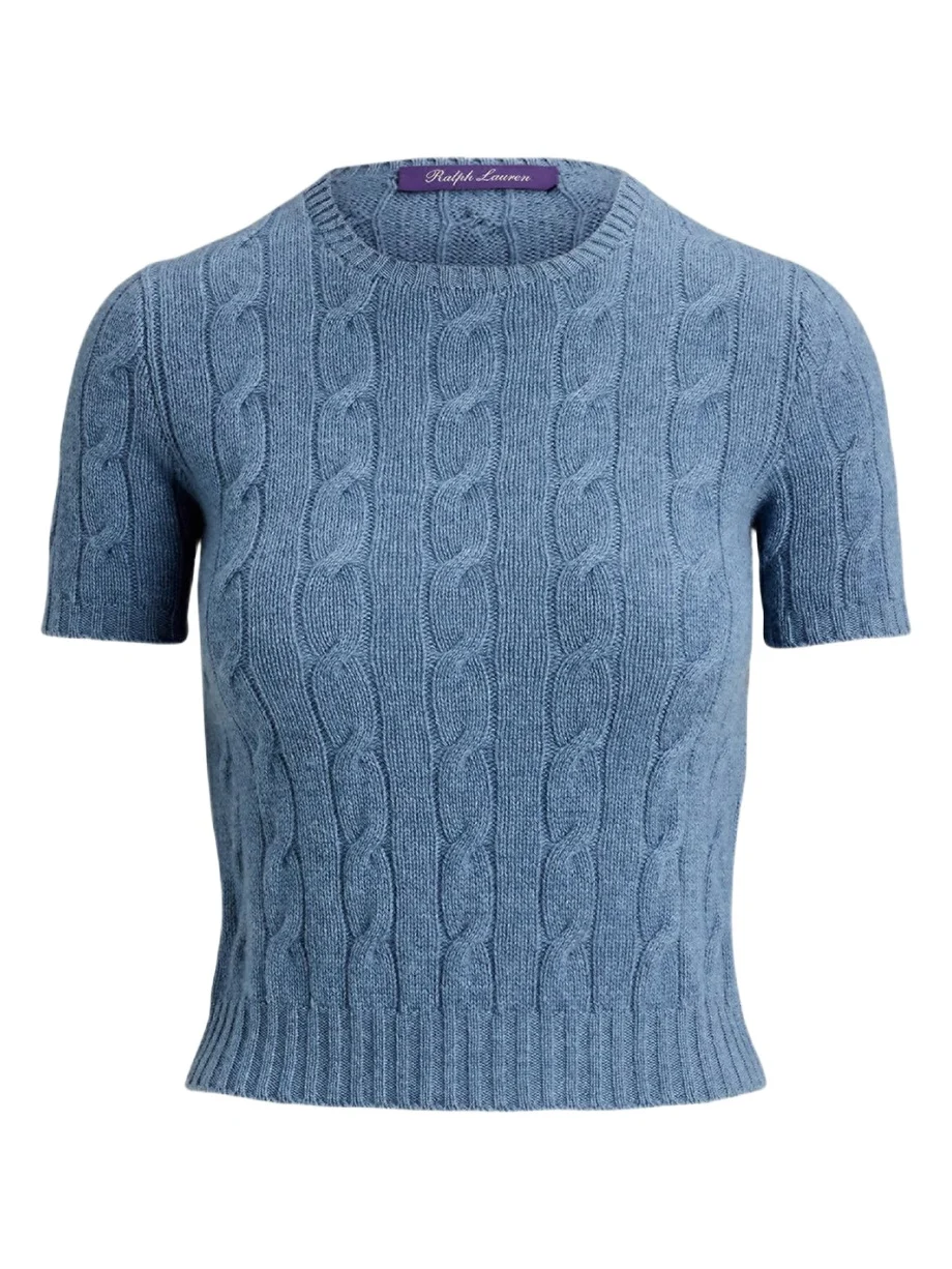 Ralph Lauren Collection Cable-Knit Cashmere Cropped Sweater