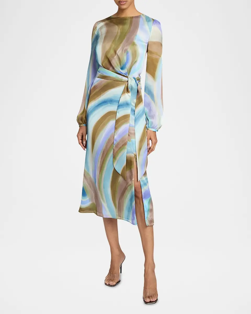 Santorelli Doria Abstract-Print Georgette Midi Dress | Thumbnail 2 Santorelli Doria Abstract-Print Georgette Midi Dress | Thumbnail 2