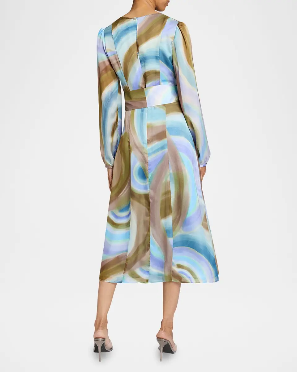 Santorelli Doria Abstract-Print Georgette Midi Dress | Thumbnail 3 Santorelli Doria Abstract-Print Georgette Midi Dress | Thumbnail 3