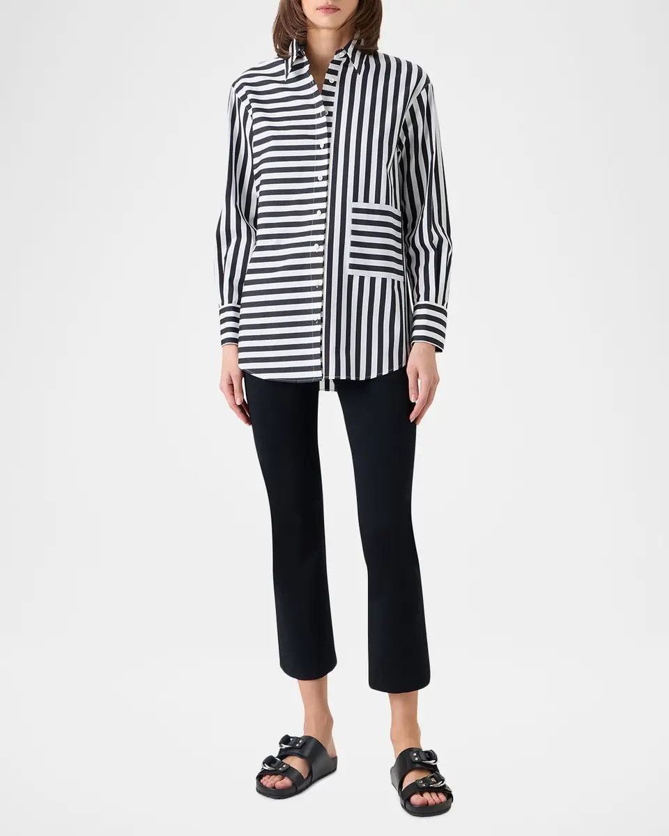 Akris punto Large Striped Cotton Poplin Oversized Button-Down Shirt | Thumbnail 2 Akris punto Large Striped Cotton Poplin Oversized Button-Down Shirt | Thumbnail 2