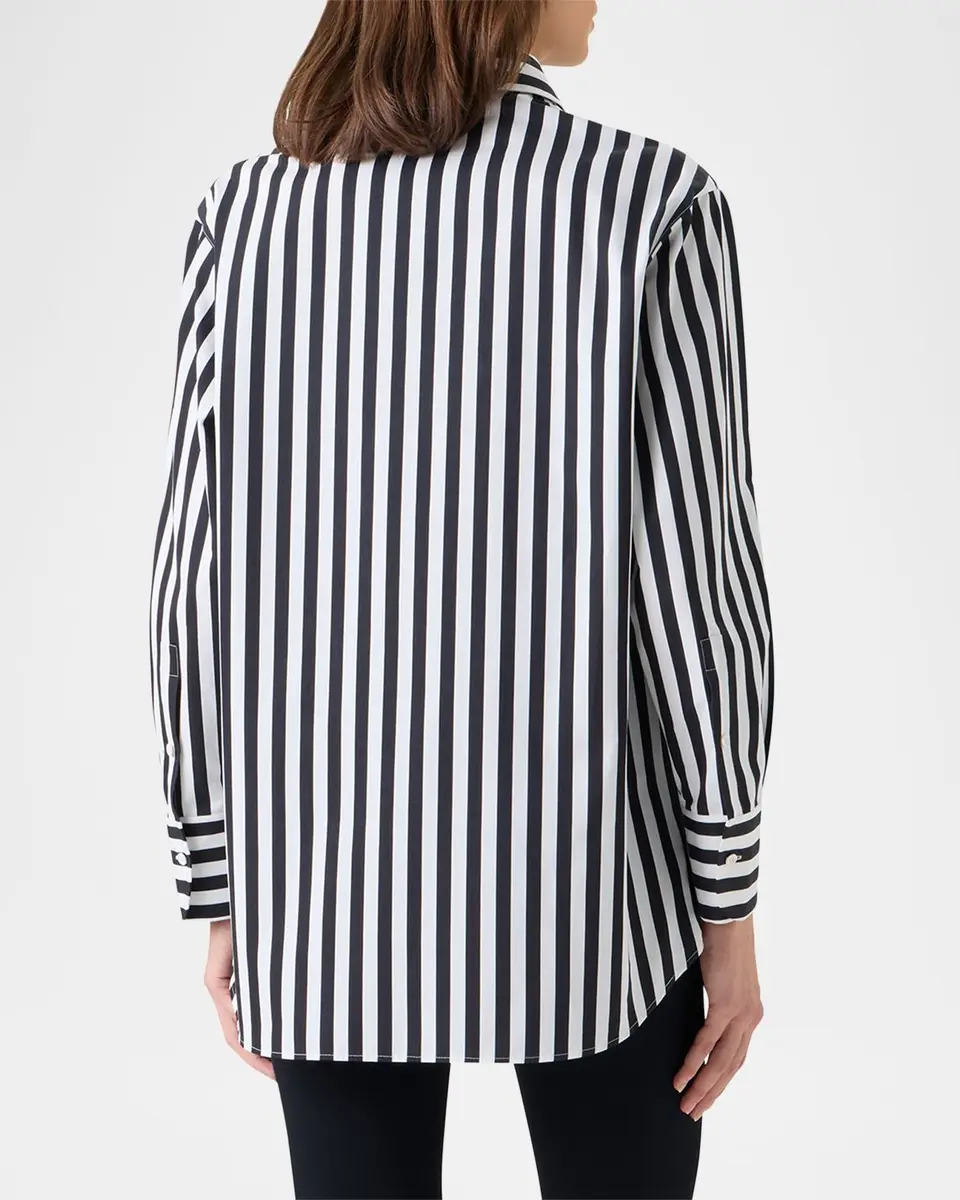 Akris punto Large Striped Cotton Poplin Oversized Button-Down Shirt | Thumbnail 3 Akris punto Large Striped Cotton Poplin Oversized Button-Down Shirt | Thumbnail 3
