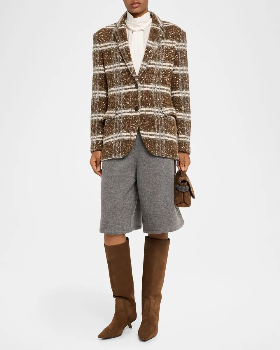 Brunello Cucinelli Single-Breasted Plaid Jacket | Thumbnail 2 Brunello Cucinelli Single-Breasted Plaid Jacket | Thumbnail 2