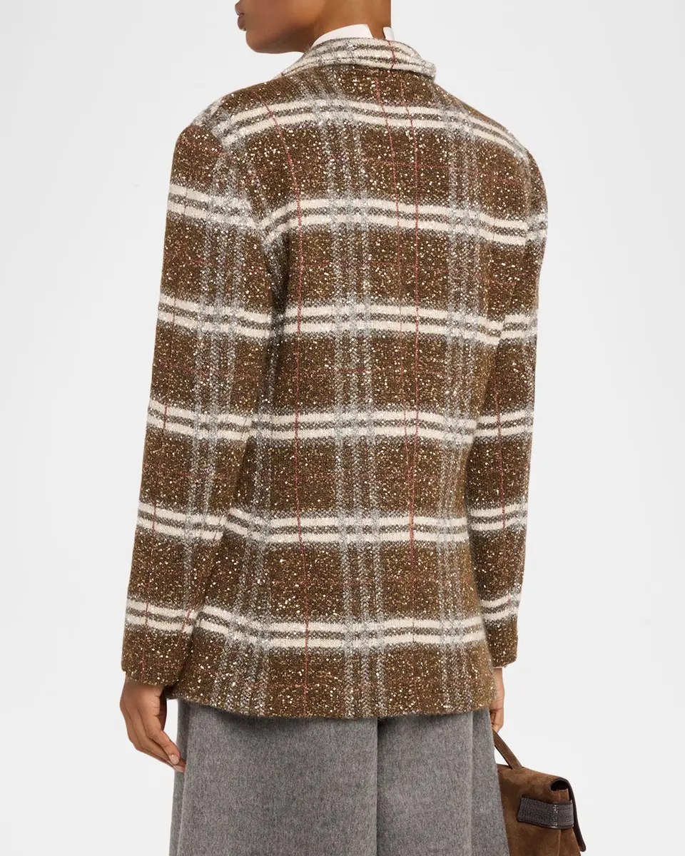 Brunello Cucinelli Single-Breasted Plaid Jacket | Thumbnail 3 Brunello Cucinelli Single-Breasted Plaid Jacket | Thumbnail 3