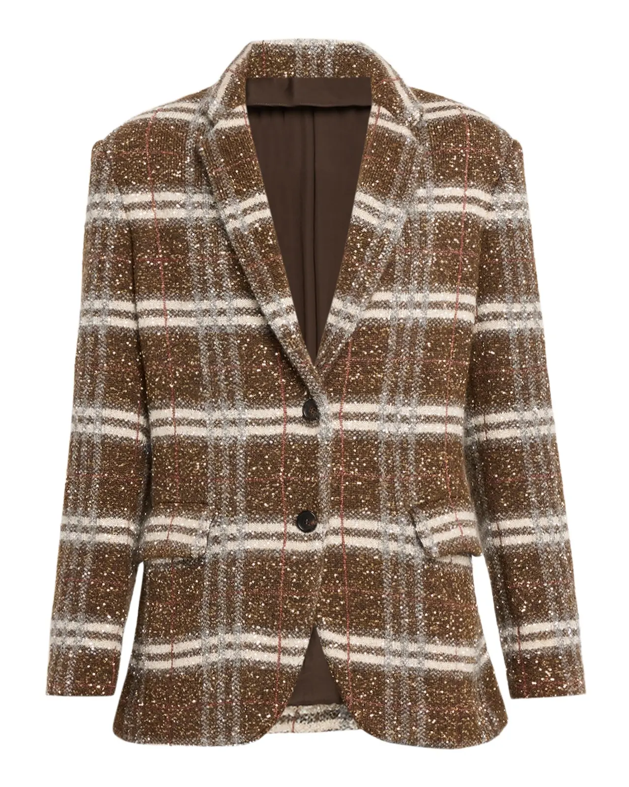 Single-Breasted Plaid Jacket