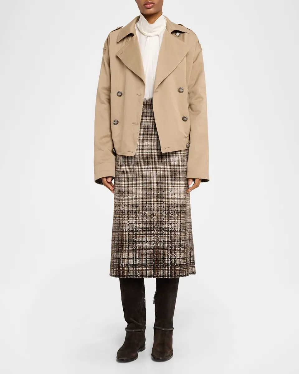 Brunello Cucinelli Shimmering Paillette Check Midi Skirt | Thumbnail 2 Brunello Cucinelli Shimmering Paillette Check Midi Skirt | Thumbnail 2