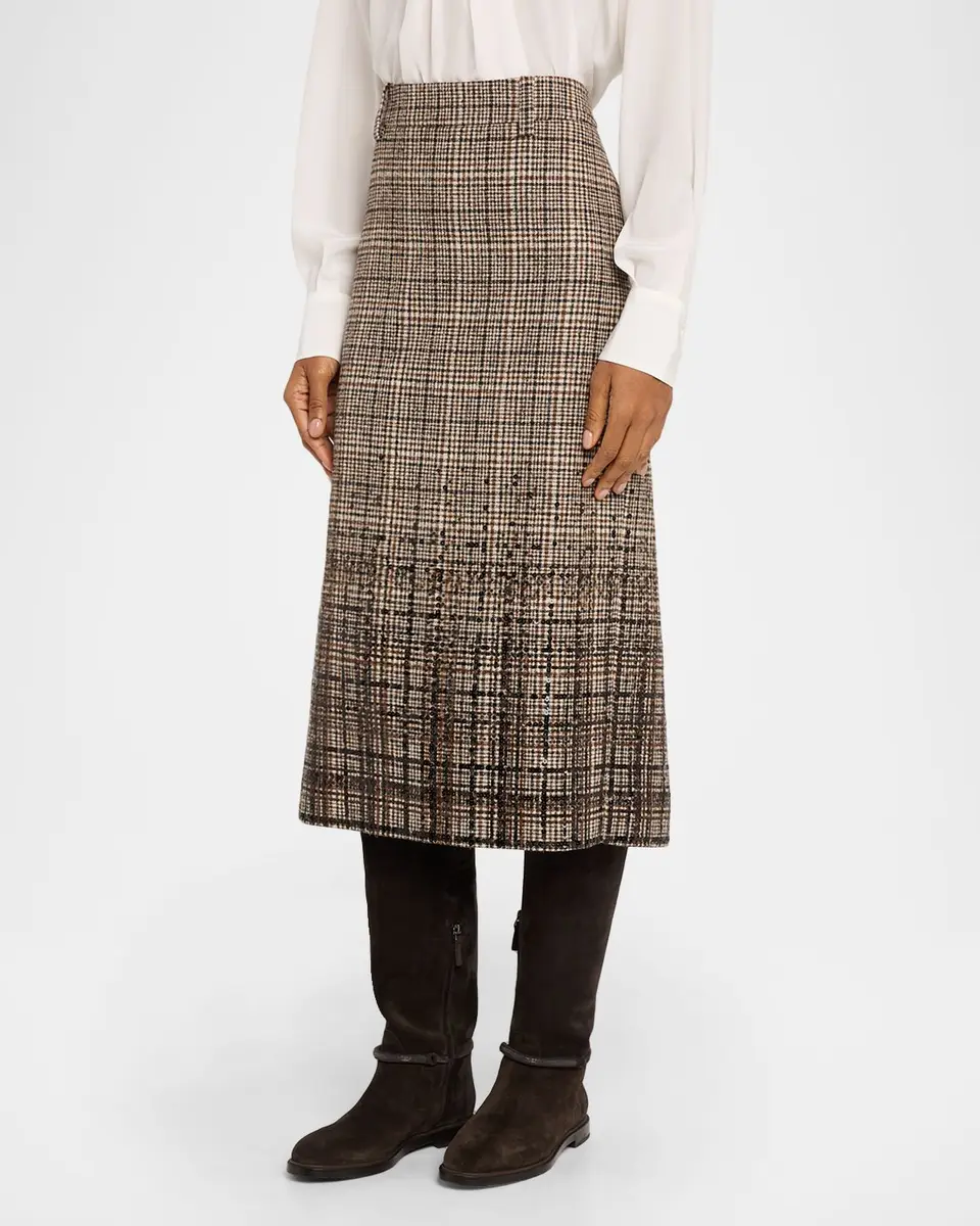 Brunello Cucinelli Shimmering Paillette Check Midi Skirt | Thumbnail 4 Brunello Cucinelli Shimmering Paillette Check Midi Skirt | Thumbnail 4