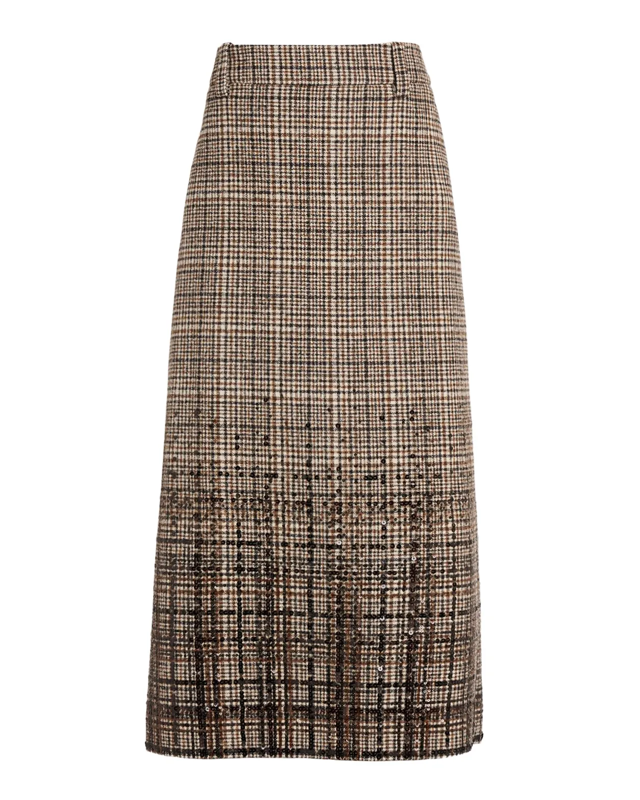 Shimmering Paillette Check Midi Skirt