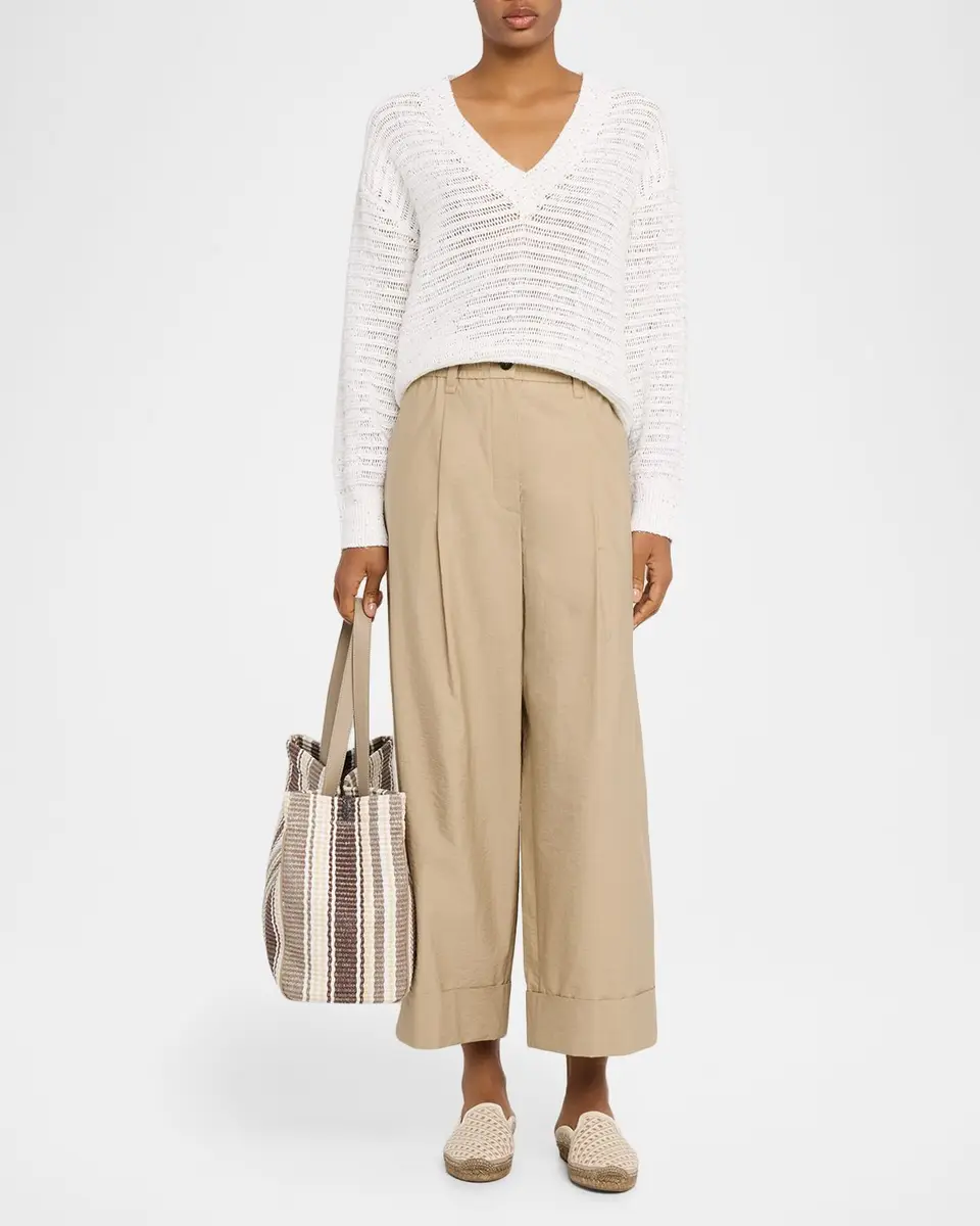 Brunello Cucinelli Elastic-Waist Wide-Leg Ankle Pants | Thumbnail 2 Brunello Cucinelli Elastic-Waist Wide-Leg Ankle Pants | Thumbnail 2